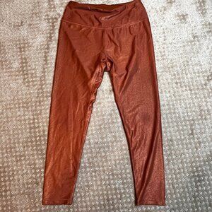 Calia Metals Energize 7/8 Leggings Copper Foil Metallic Shine Size M Workout